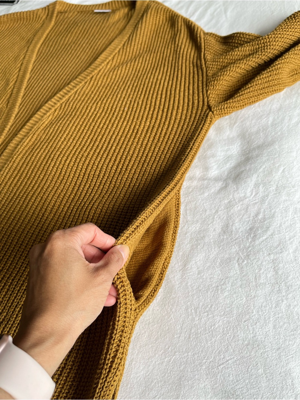 Jax + Lennon Bamboo Organic Cotton Ribbed Knit‎ Cardigan Sweater Mustard M/L - Picture 11 of 15